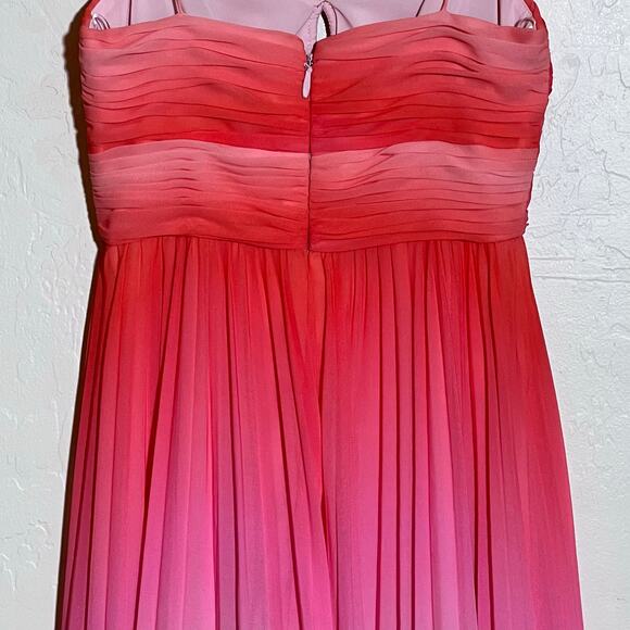 Amur Sleeveless Front Cut Out Emmet Pleated Chiffon Gown Ombre Sunset Size 4 - Picture 12 of 16